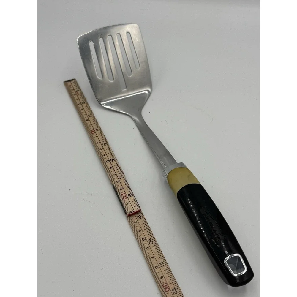 Kenmore Stainless Steel Spatula Turner Black Beige Plastic Handle Solid
